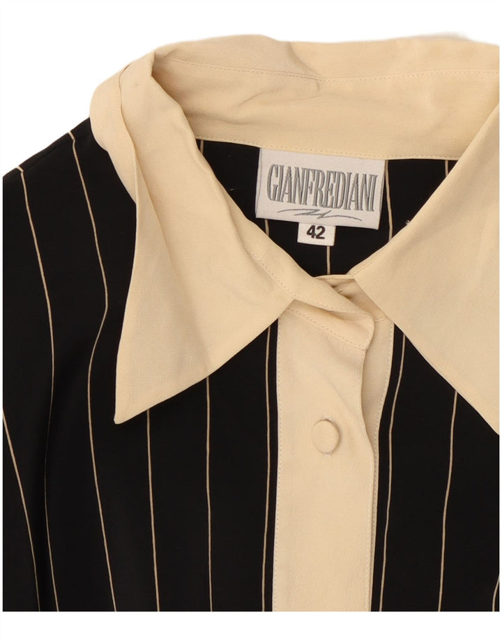 Gianfrediani Chemisier pull-over pour femme IT 42 en soie à fines rayures noires moyennes