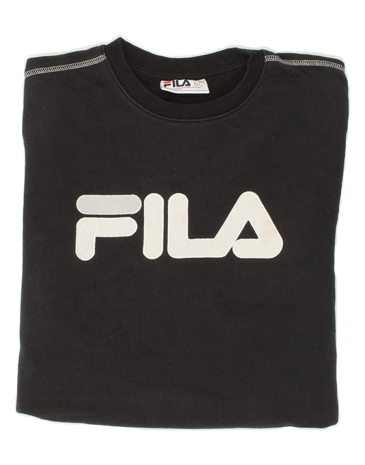FILA Mens Graphic Sweatshirt Jumper Large Black Cotton Vintage Fila and Second-Hand Fila from Messina Hembry 