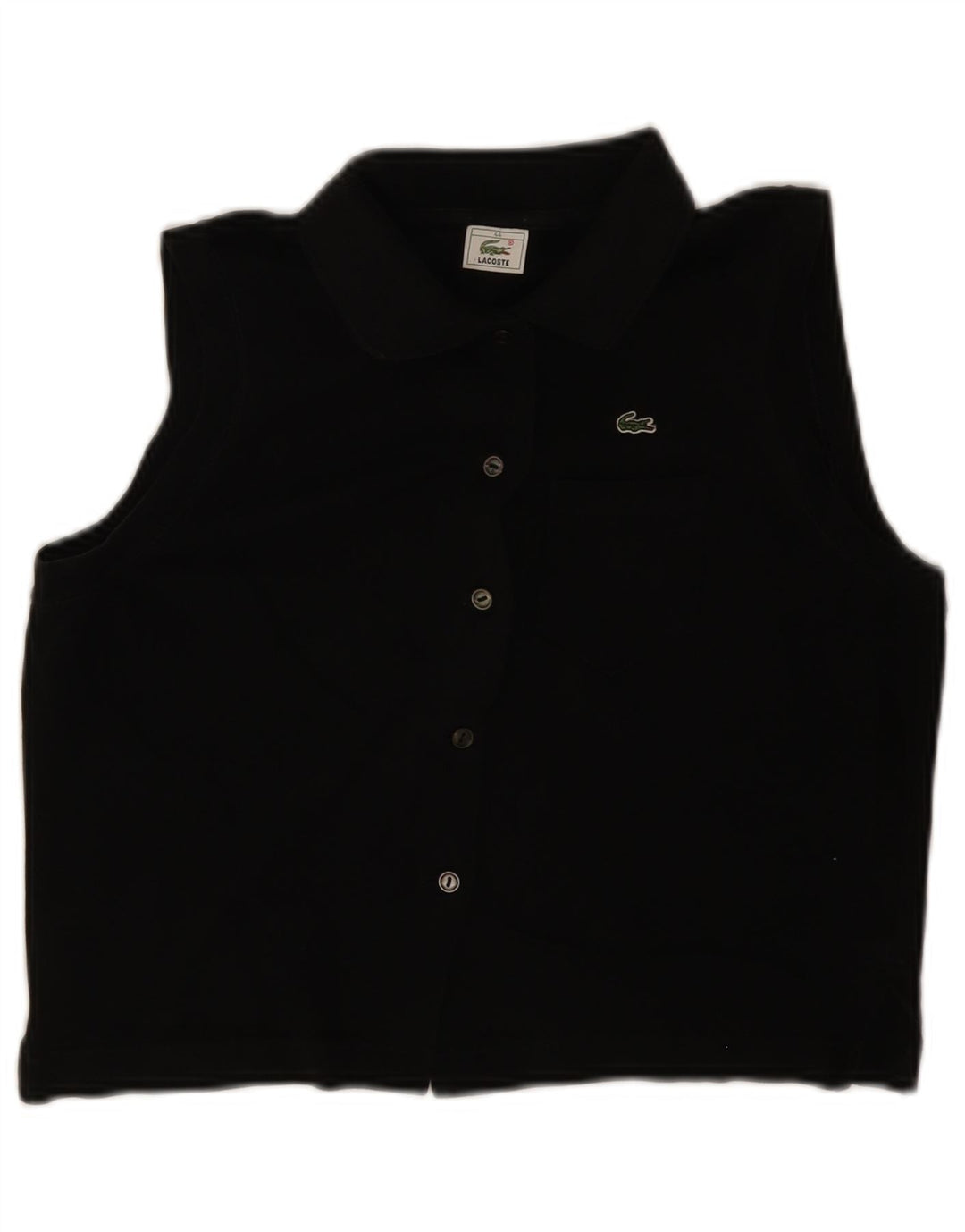 Lacoste Womens Crop Chemise sans manches Blouse Taille 44 Grand Noir