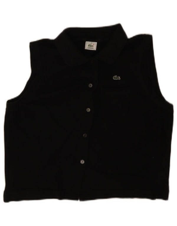 Lacoste Womens Crop Chemise sans manches Blouse Taille 44 Grand Noir