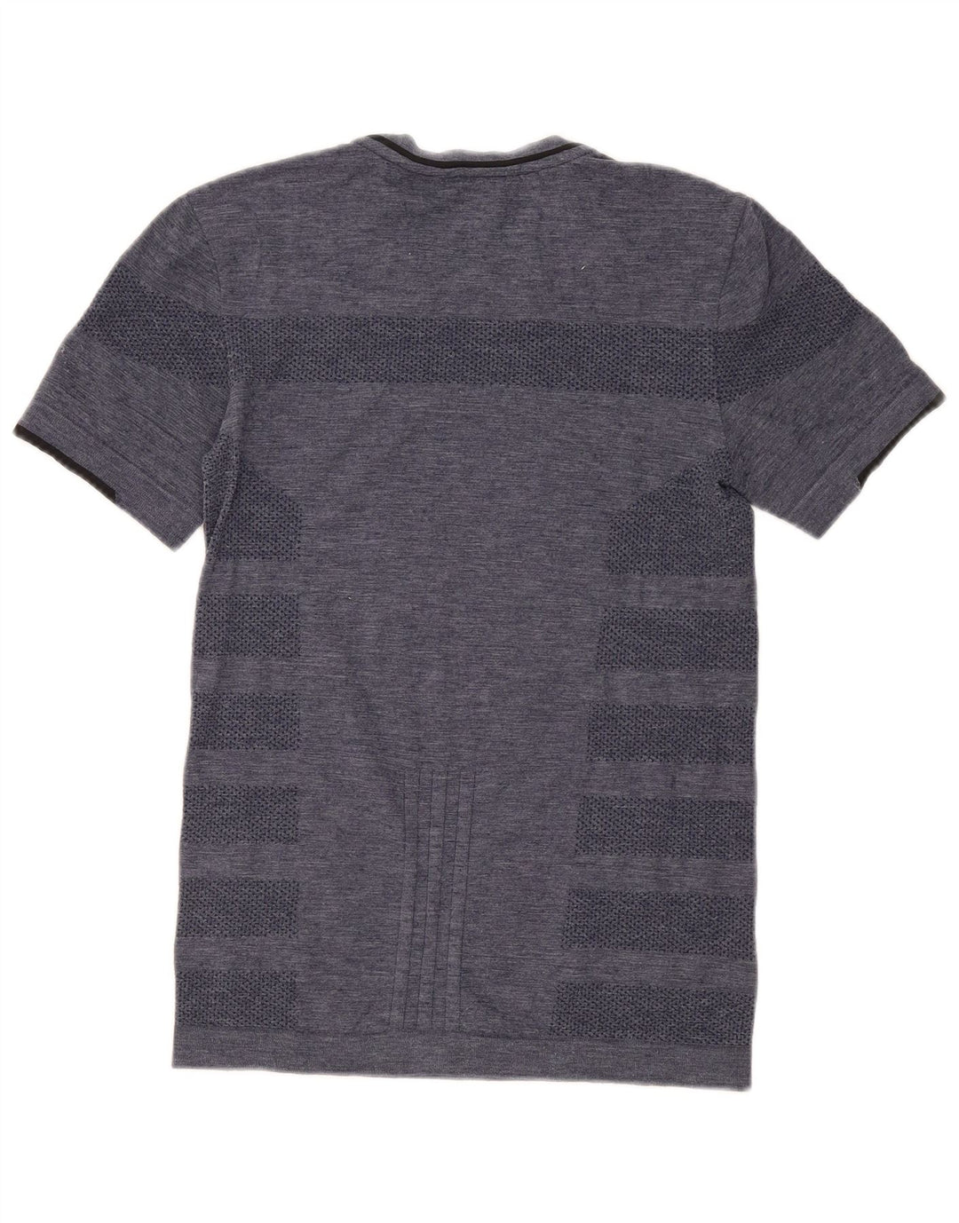 Adidas Hommes Running T-Shirt Top Petit Bleu Marine Rayé