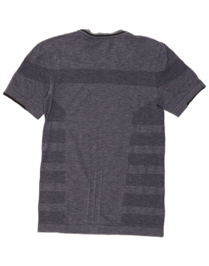 Adidas Hommes Running T-Shirt Top Petit Bleu Marine Rayé