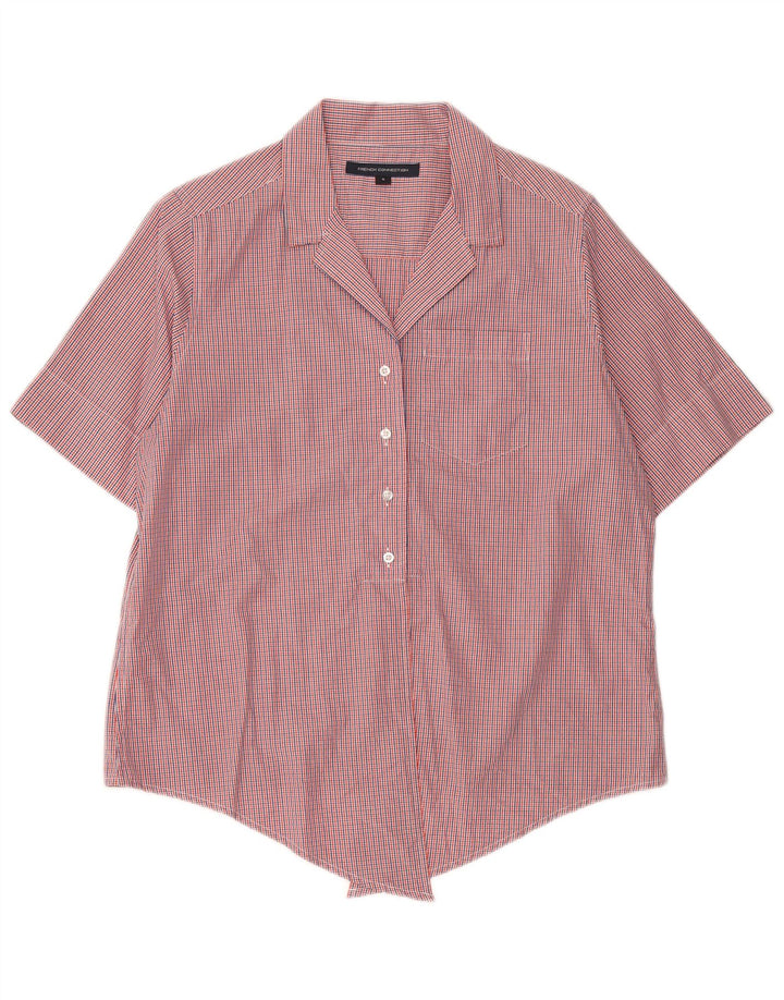 French Connection Chemise à nouer sur le devant pour femme UK 14 à carreaux rouges moyens