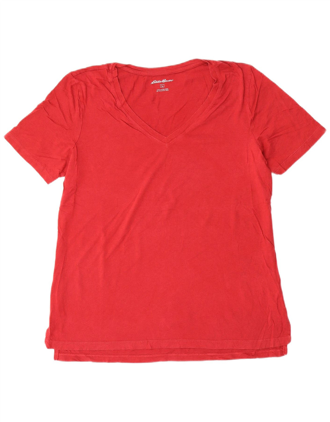 EDDIE BAUER T-Shirt Femme Top UK 16 Large Rouge Coton