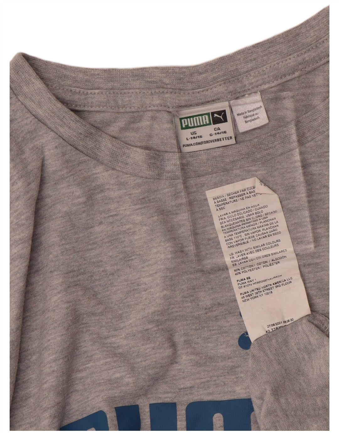 PUMA T-Shirt Graphique Garçon 14-15 Ans Grand Gris Coton