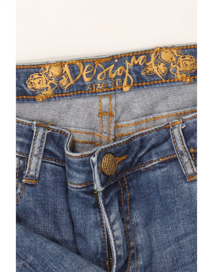 Desigual Jean Slim W30 L28 Femme Bleu Floral