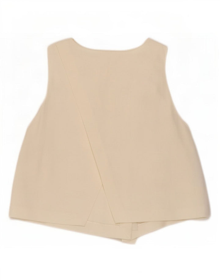 Zara Chemisier court sans manches pour femme UK 12 Medium Off White Viscose
