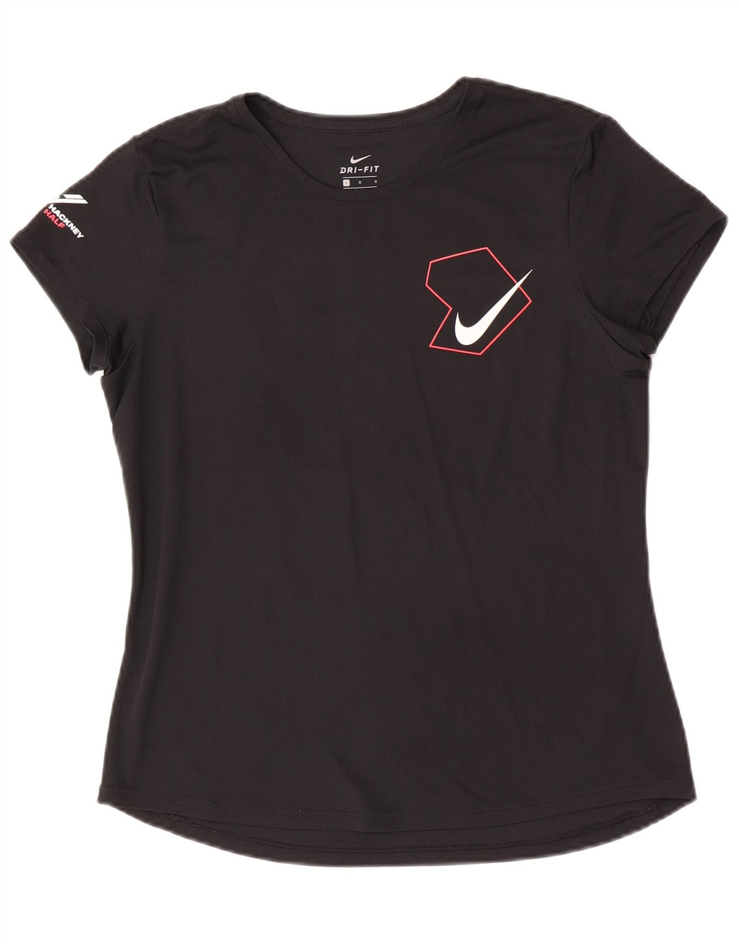 Nike Womens Dri Fit Graphic T-Shirt Top UK 16 Large Noir Polyester