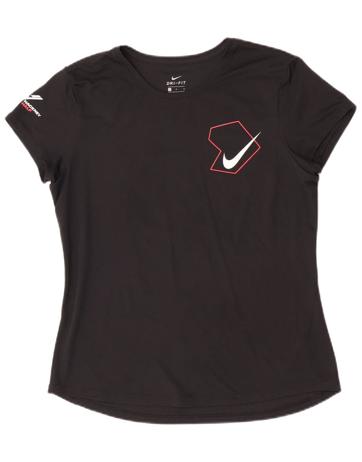 Nike Womens Dri Fit Graphic T-Shirt Top UK 16 Large Noir Polyester