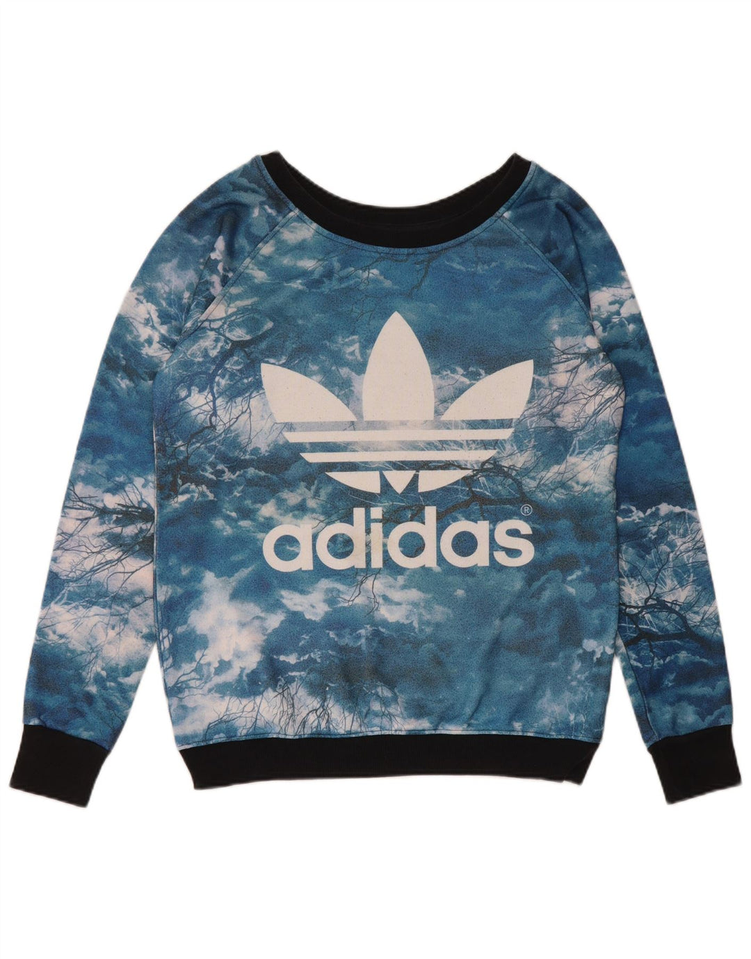 Adidas Sweat-shirt graphique pour femme UK 14 Grand Bleu Tie Dye Polyester