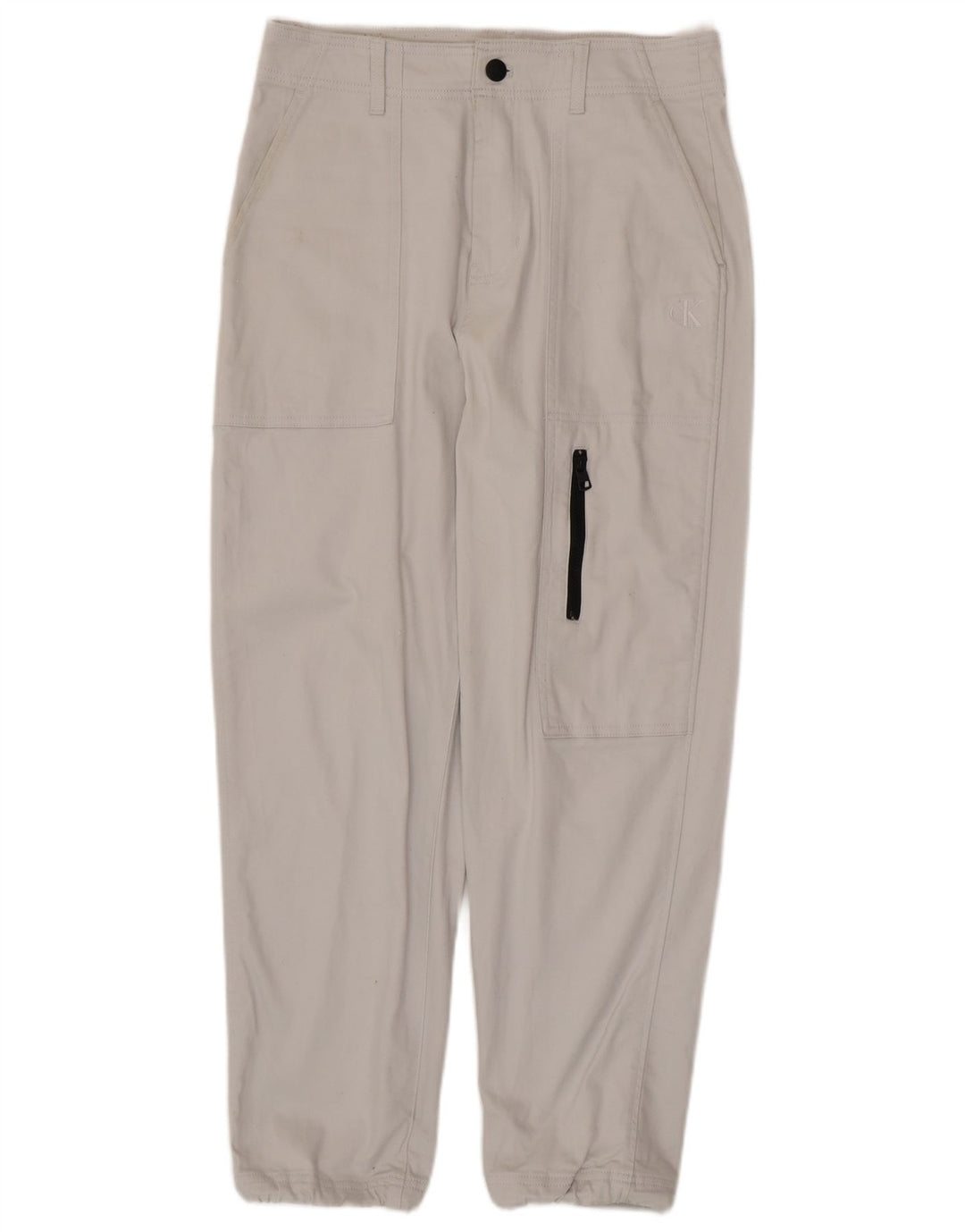 CALVIN KLEIN Pantalon Cargo Joggers Homme W30 L28 Coton Blanc