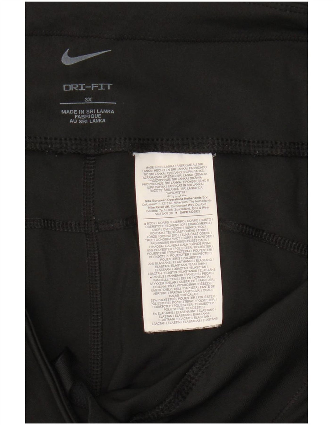 Nike Legging Capri Dri Fit pour Femme UK 22 3XL Noir Polyester
