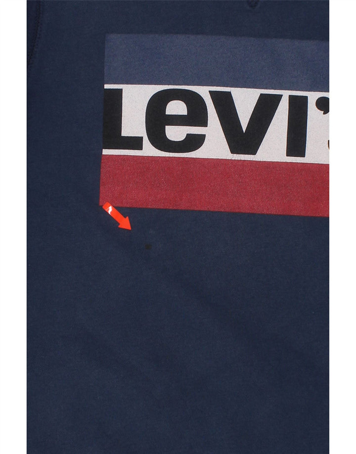 LEVI'S Boys Graphic Sweatshirt Jumper 13-14 Years Navy Blue Cotton Vintage Levi's and Second-Hand Levi's from Messina Hembry 