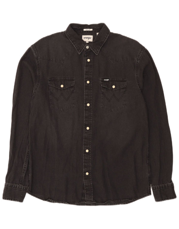 Wrangler Chemise en jean Western Regular Fit pour homme en coton noir moyen