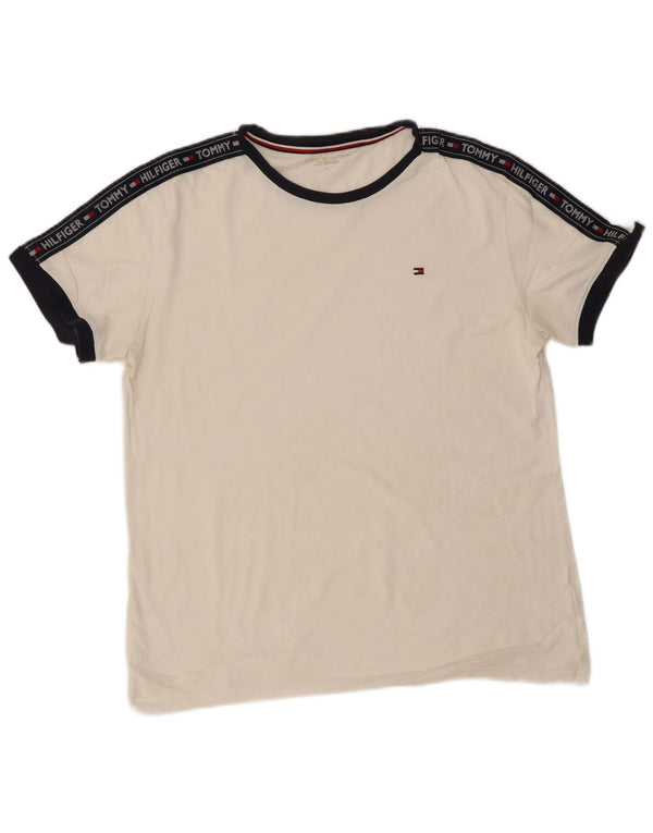 Tommy Hilfiger T-shirt graphique pour hommes, grand, blanc, colour block
