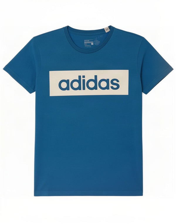 Adidas Hommes Climalite Graphic T-Shirt Top XL Bleu Colorblock Coton