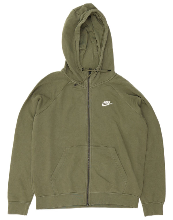 Nike Pull à capuche zippé en coton vert moyen pour homme