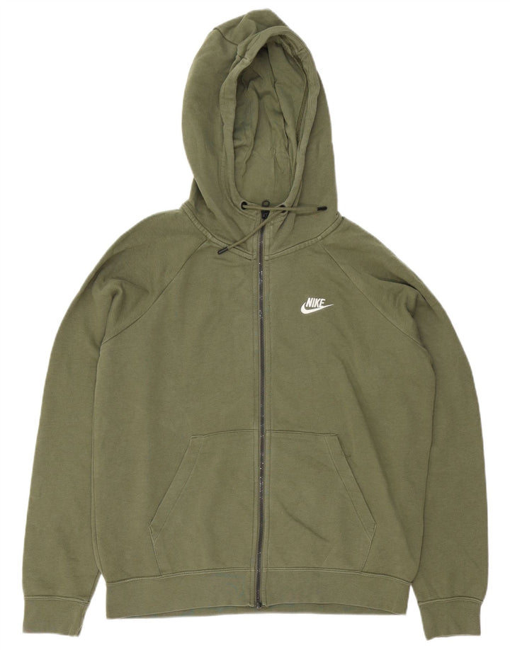 Nike Pull à capuche zippé en coton vert moyen pour homme