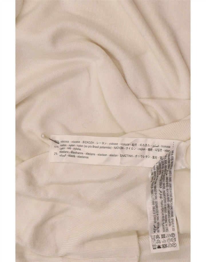 Zara Pull à manches courtes et col roulé pour femme UK 12 Blanc moyen