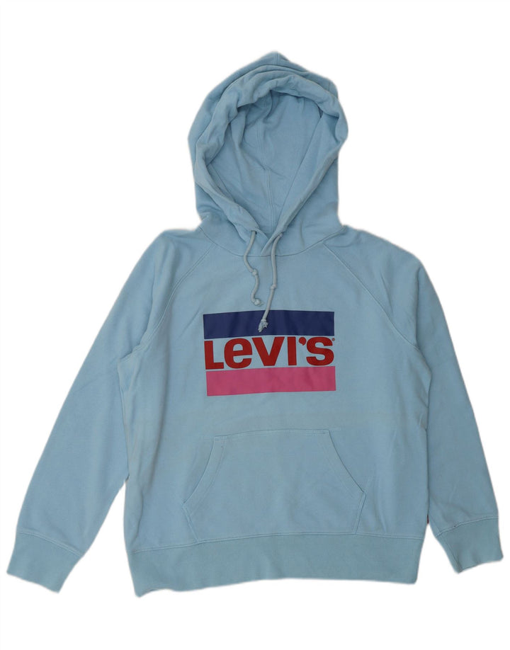 LEVI'S Pull à capuche graphique surdimensionné pour femme UK 10 Petit Bleu Coton