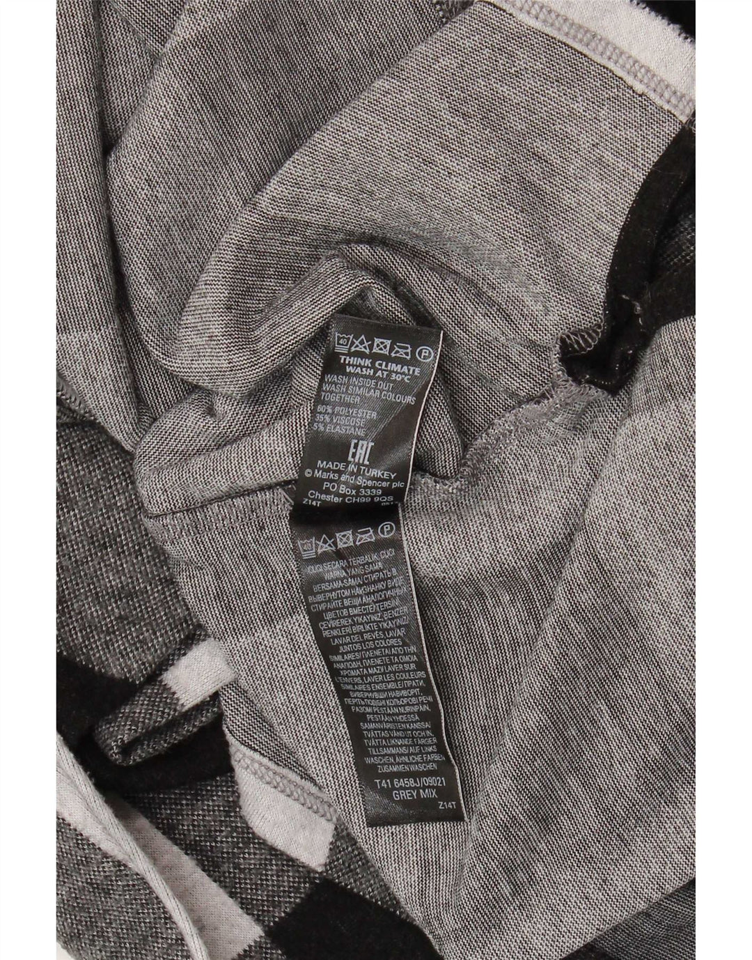 Marks & Spencer Haut à manches longues pour femme UK 20 2XL Gris à carreaux Polyester