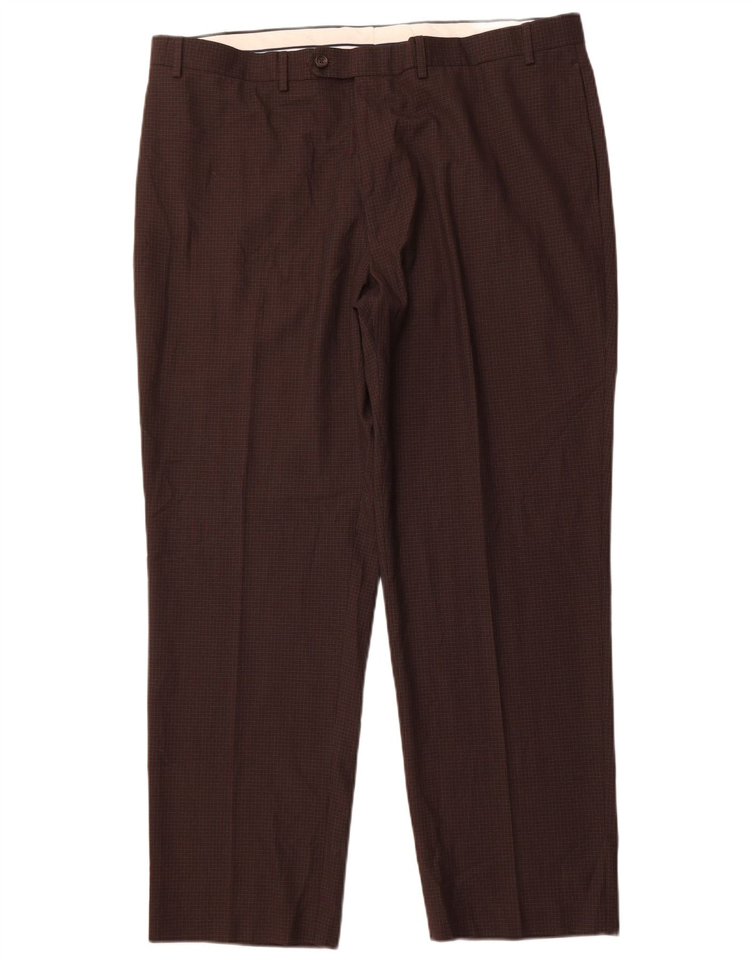 Ralph Lauren Pantalon de costume droit pour homme W42 L32 Marron à carreaux Polyester