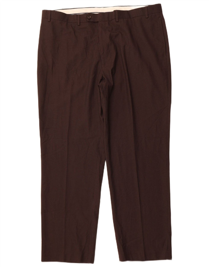 Ralph Lauren Pantalon de costume droit pour homme W42 L32 Marron à carreaux Polyester