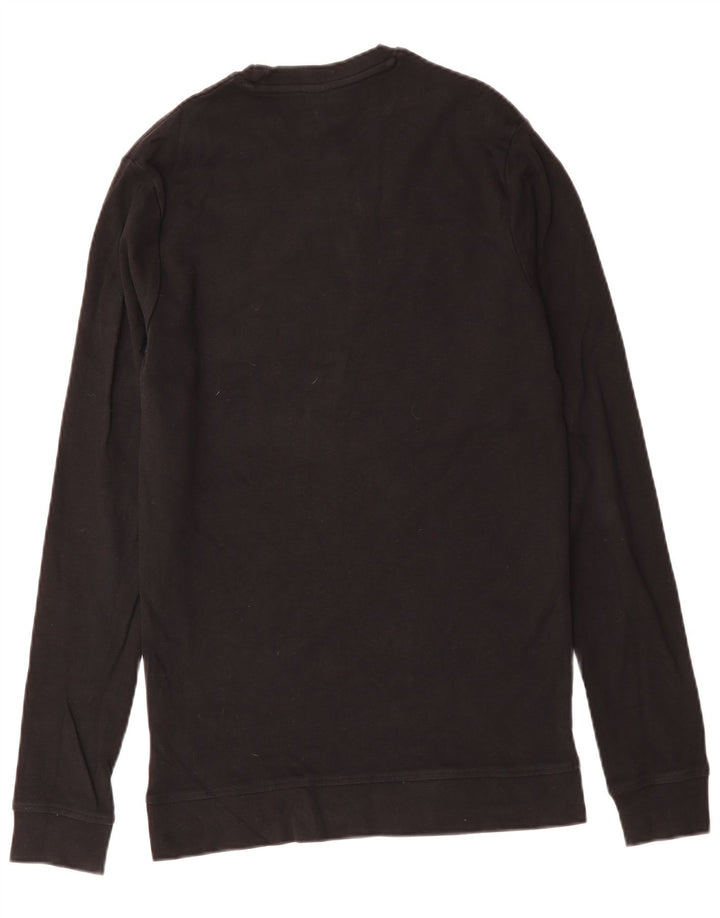 HUGO BOSS Femme Top Manches Longues UK 14 Large Noir Coton