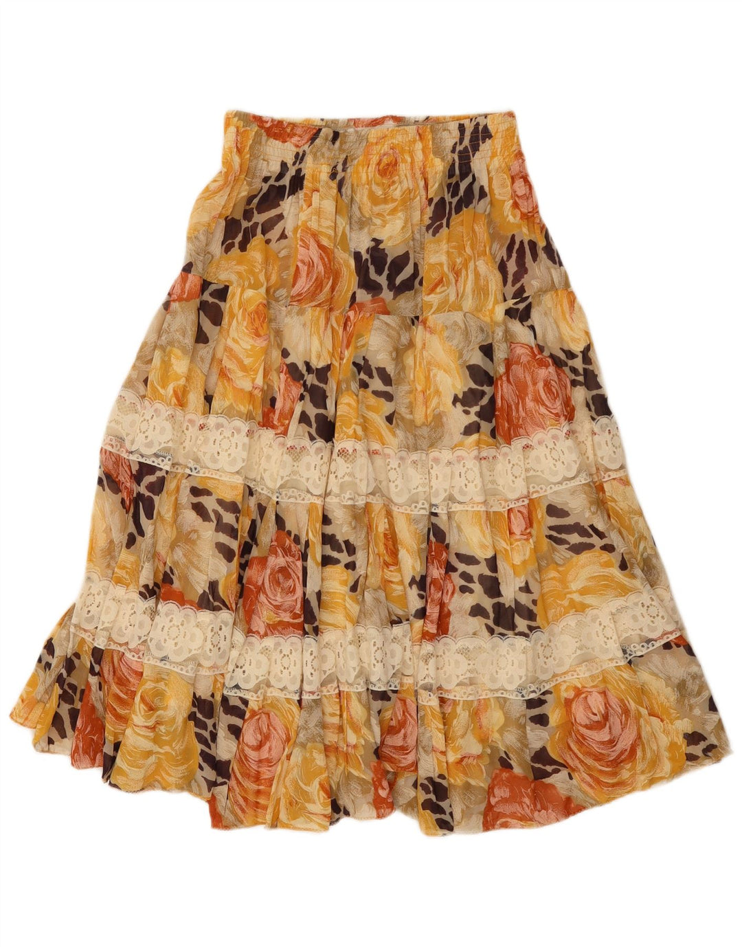 jupe à plusieurs niveaux vintage pour femmes W26 Petit floral multicolore