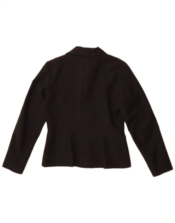 vintage Femme 4 Bouton Blazer Veste IT 44 Moyen Noir Polyester