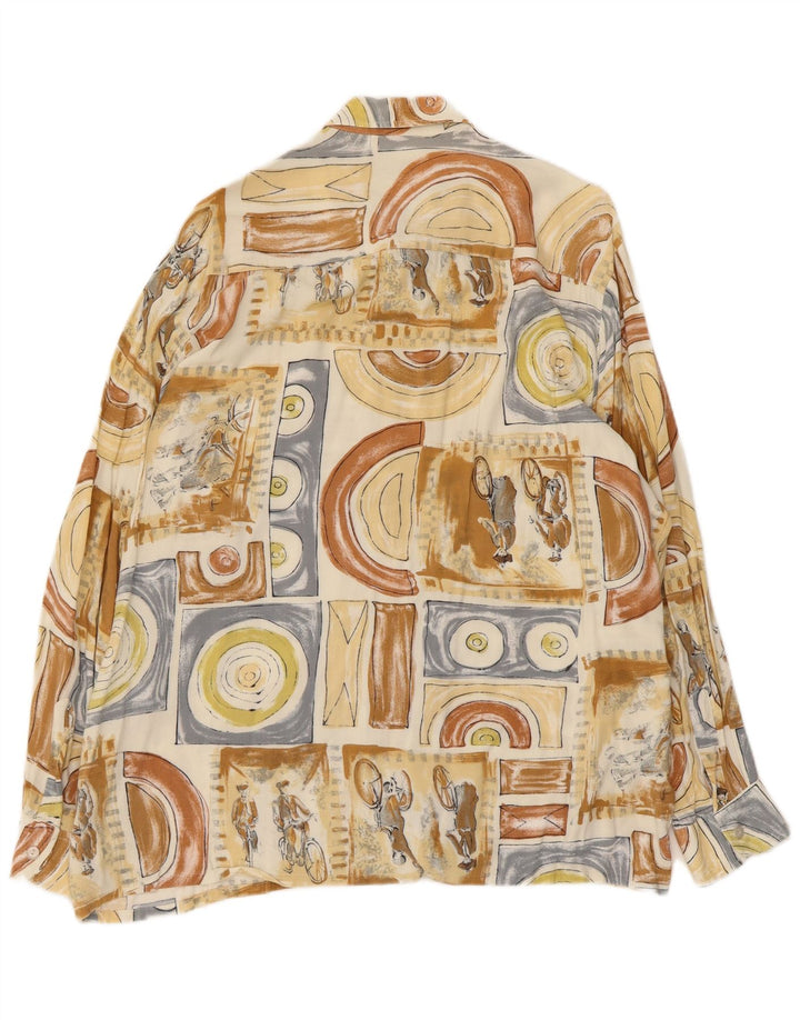 John F Gee Chemise à motif abstrait pour homme Taille 43/44 Grande Viscose Beige