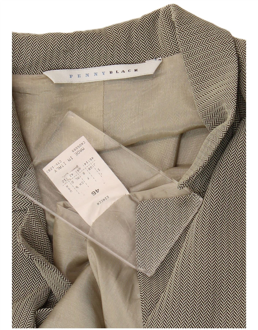 Penny Black Veste Blazer 3 Boutons pour Femme UK 14 Grand Gris à Chevrons