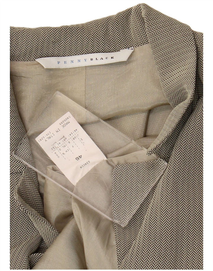 Penny Black Veste Blazer 3 Boutons pour Femme UK 14 Grand Gris à Chevrons