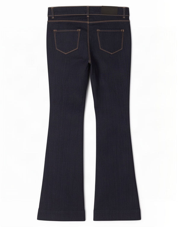 Benetton Jean évasé Femme IT 40 Small W30 L33 Bleu Marine Coton