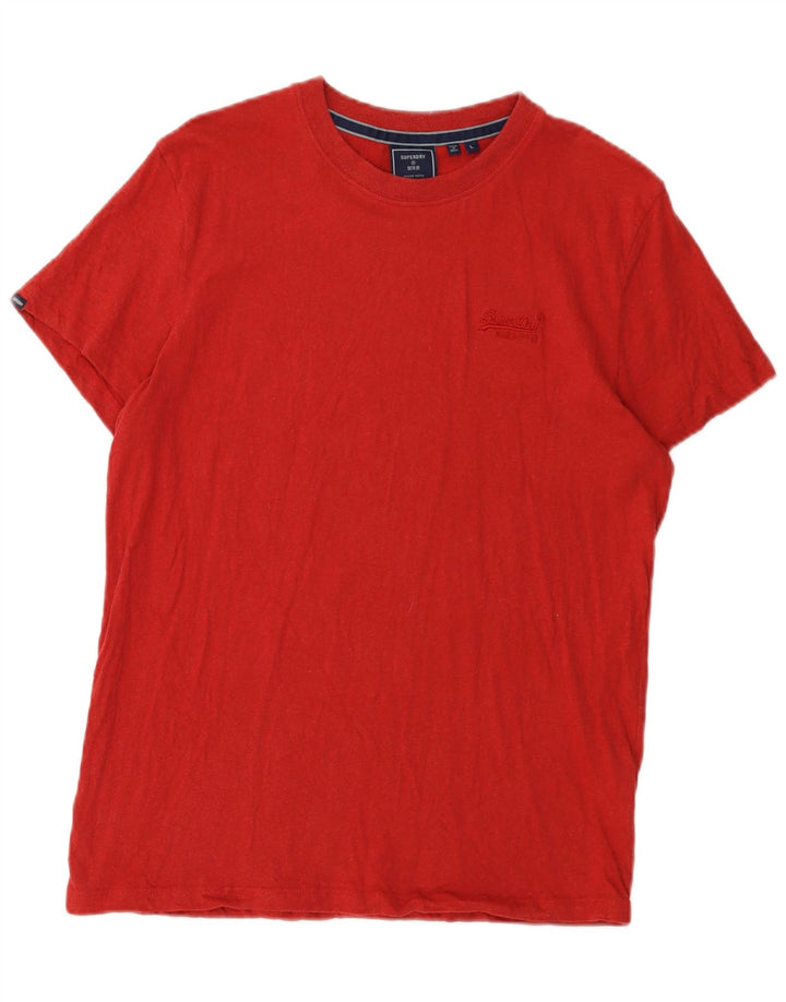 Superdry Femme T-Shirt Top Large Rouge Coton