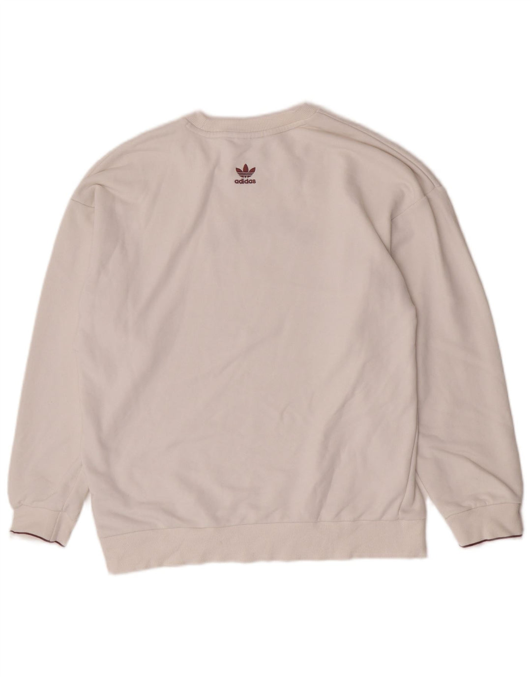 Adidas Sweat-shirt surdimensionné graphique pour femme UK 10 Petit coton blanc