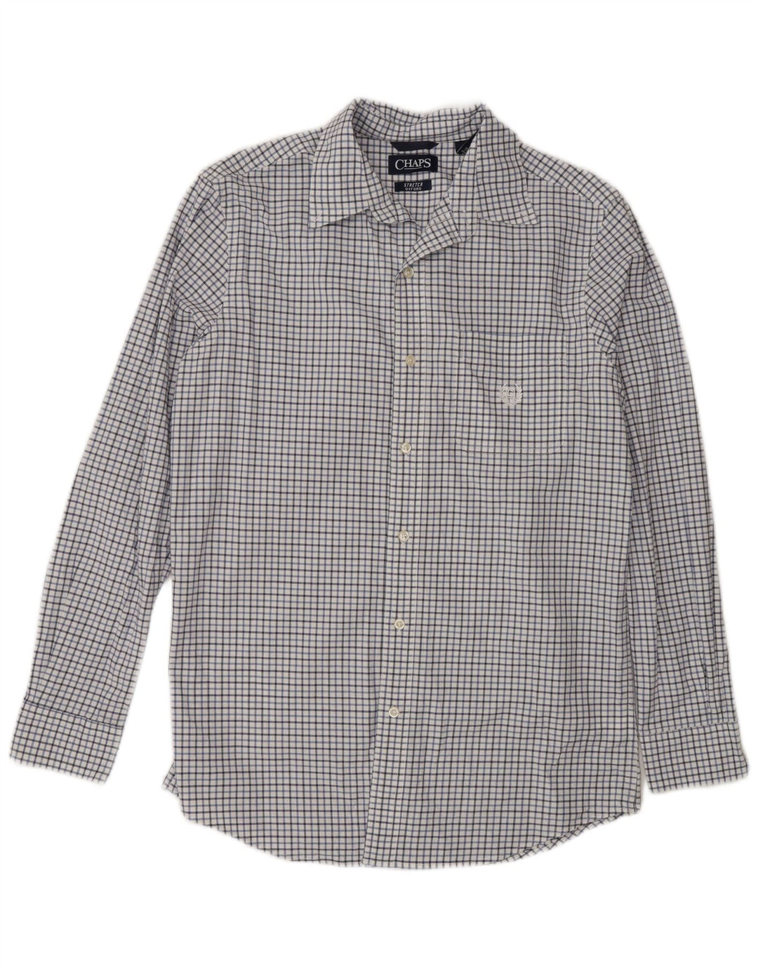 Chaps Chemise Oxford Homme Petit Carreau Blanc Coton