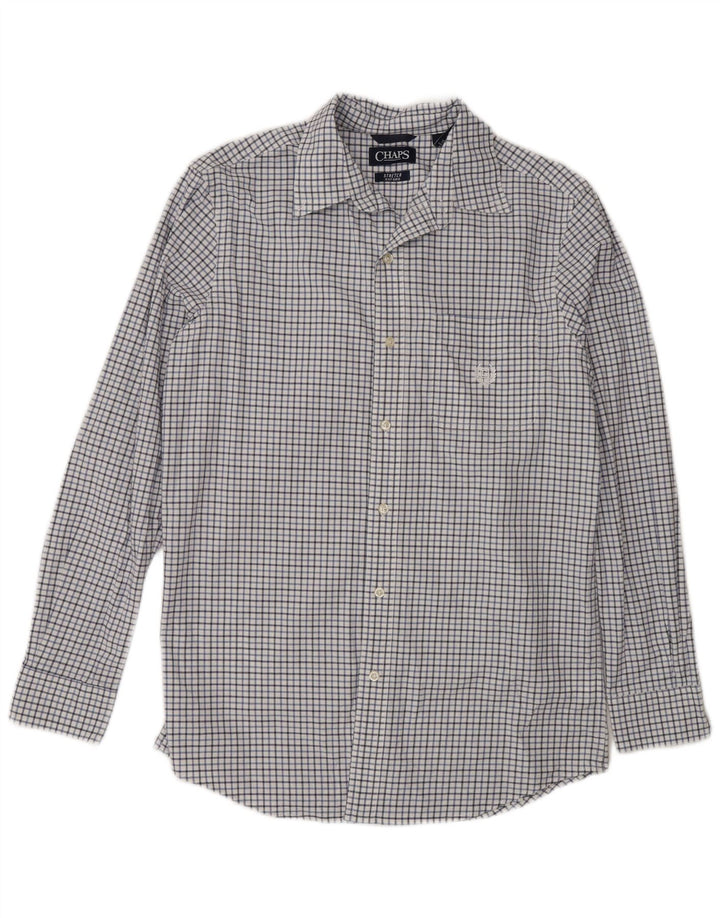 Chaps Chemise Oxford Homme Petit Carreau Blanc Coton