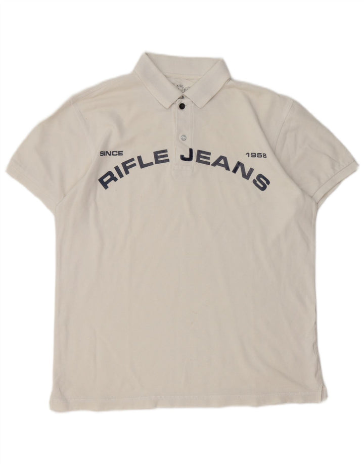 RIFLE Polo Graphique Homme XL Blanc Coton