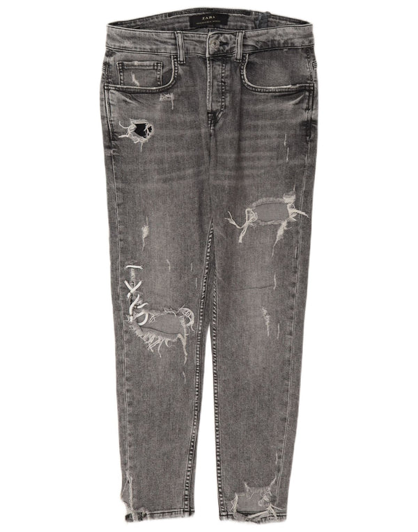 Zara Jean skinny vieilli pour homme EU 40 Medium W31 L28 Gris Coton