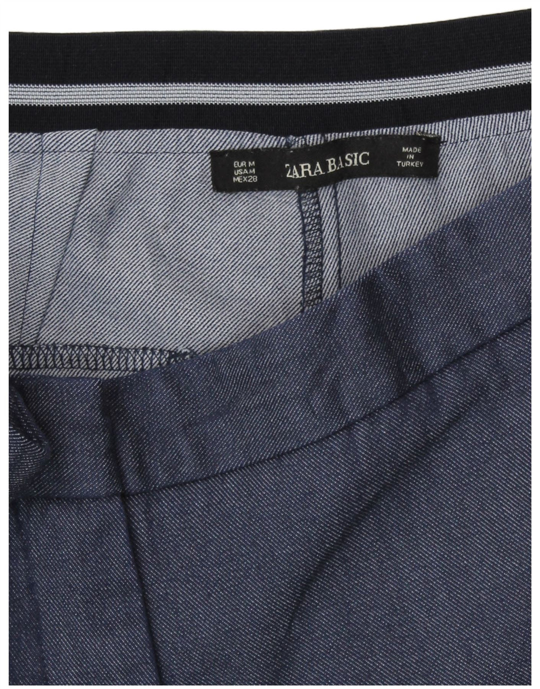 Zara Pantalon Chino Fuselé Femme Moyen W28 L27 Bleu Polyester