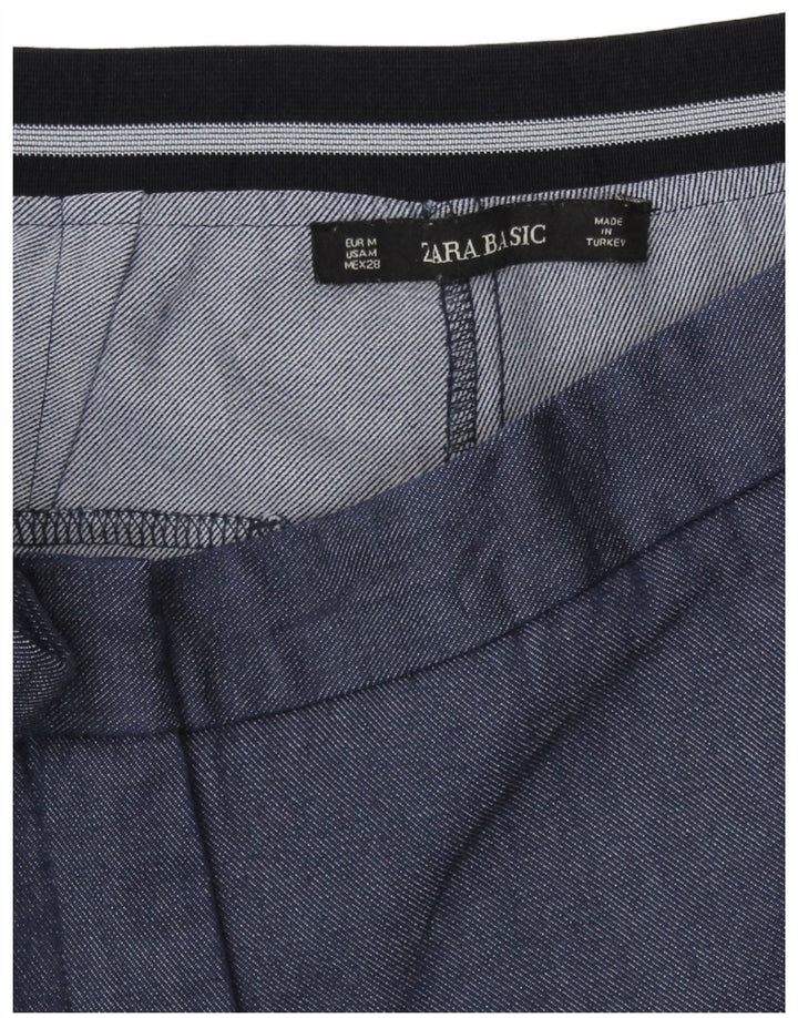 Zara Pantalon Chino Fuselé Femme Moyen W28 L27 Bleu Polyester