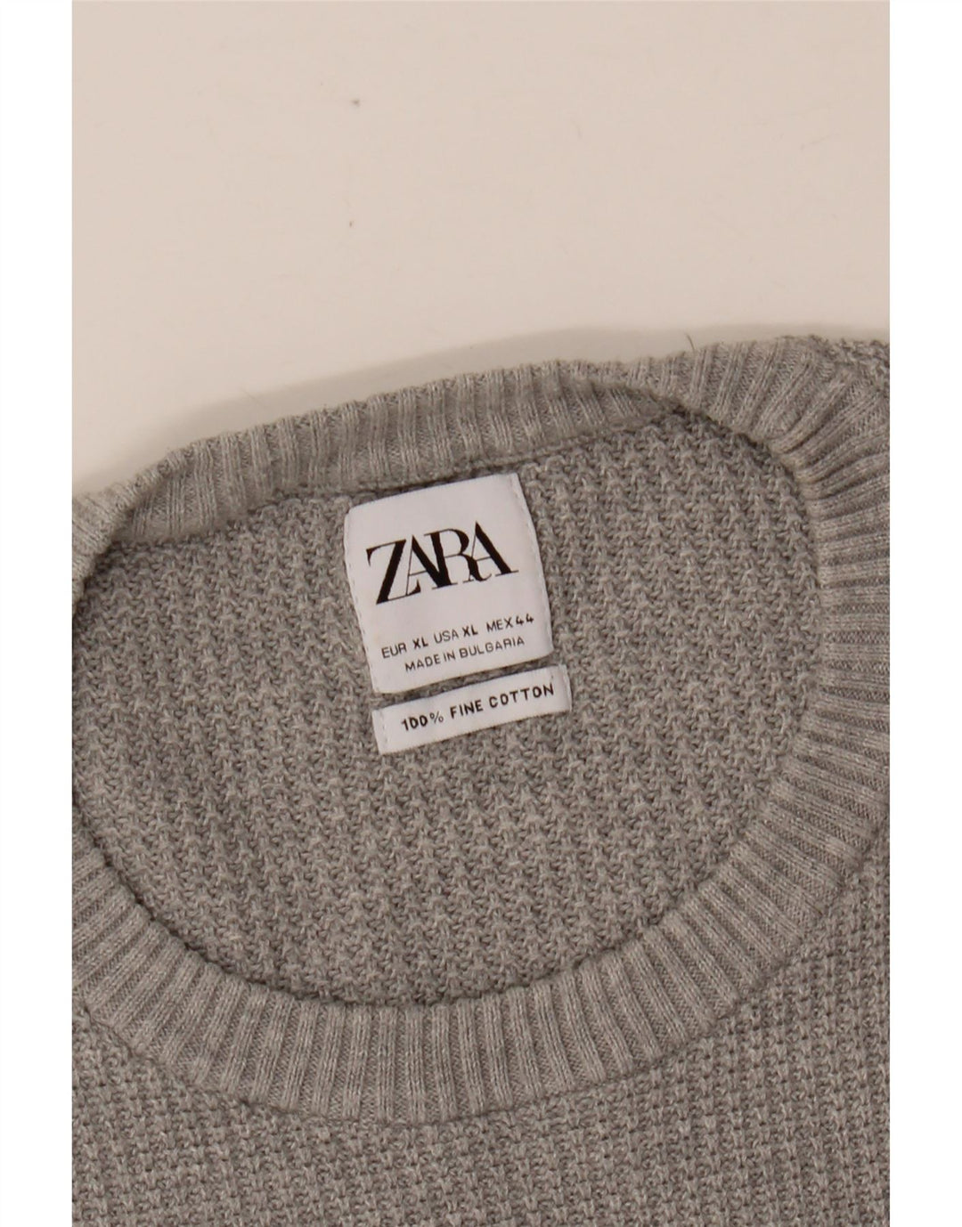 ZARA Pull à col rond pour homme XL Gris Coton