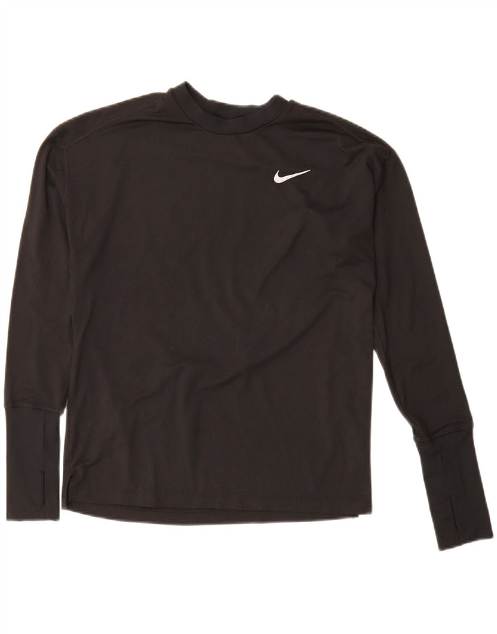 Nike Haut surdimensionné Dri Fit à manches longues pour femme UK 10 Petit Noir Polyester