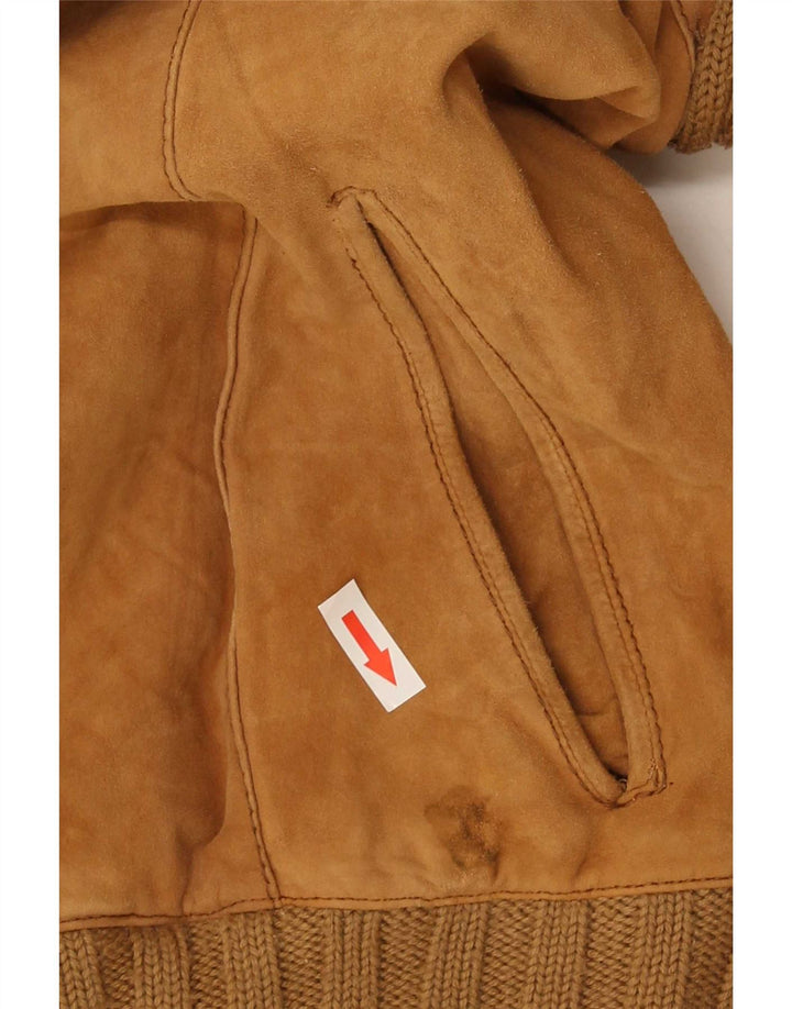 Veste Bomber En Daim Vintage Homme IT 46 Petit Beige