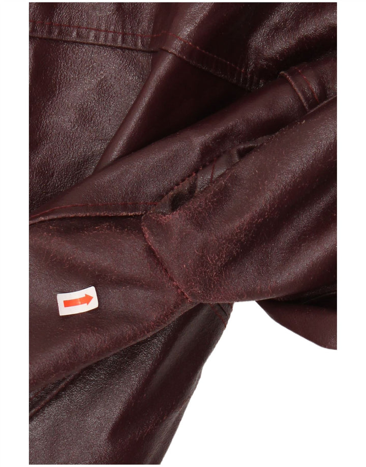 S'IL VOUS PLAÎT Veste en cuir pour femme UK 12 Bordeaux moyen