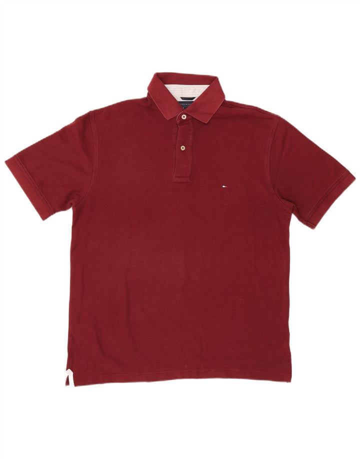TOMMY HILFIGER Polo Homme Coton Bordeaux Moyen