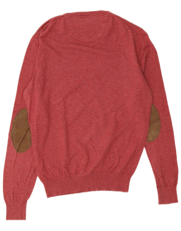 Massimo Dutti Pull col V pour homme en coton bordeaux moyen