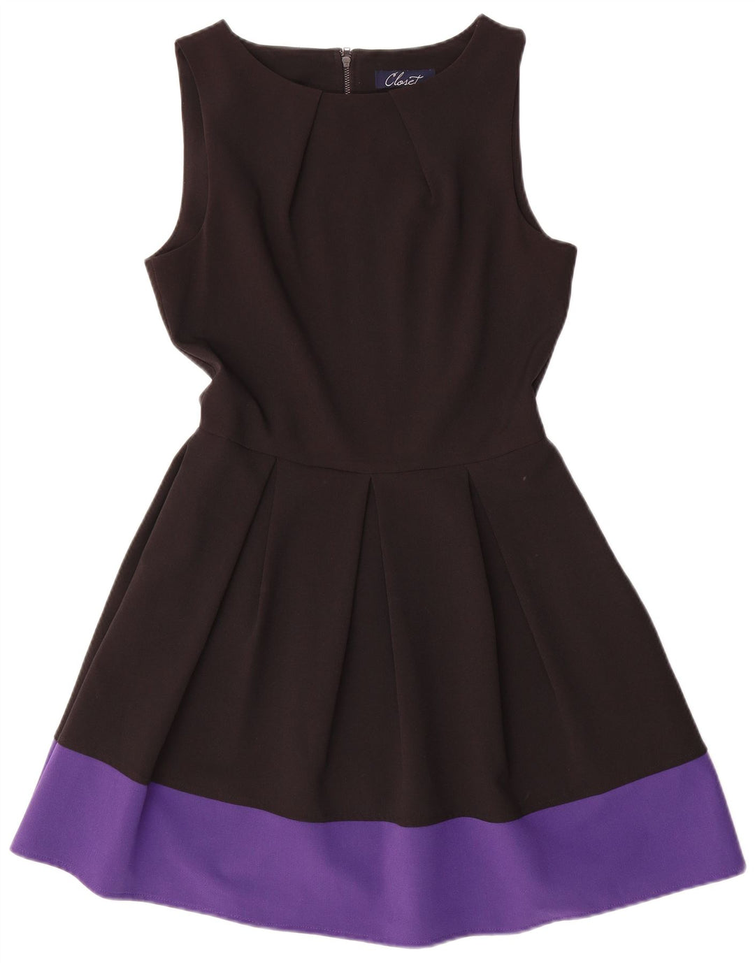 CLOSET Robe trapèze sans manches pour femme UK 42 Noir moyen colour block