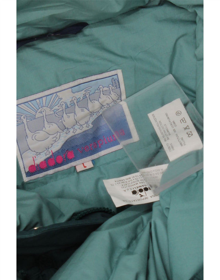 DIADORA Veste matelassée à capuche surdimensionnée pour femme UK 16 Large Bleu Floral